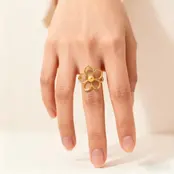 Verstelbare Stainless Steel Ring Bloem – Goud & Zilver