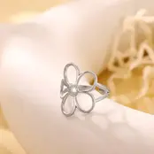 Verstelbare Stainless Steel Ring Bloem – Goud & Zilver