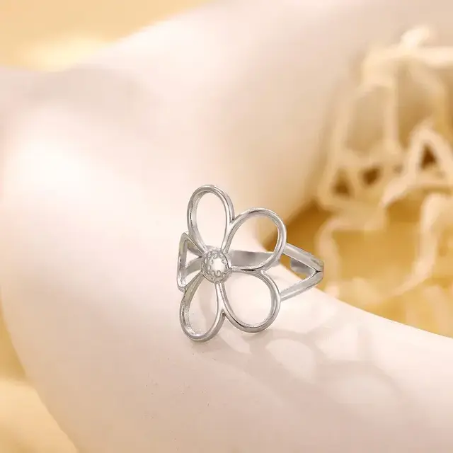 Verstelbare Stainless Steel Ring Bloem – Goud & Zilver