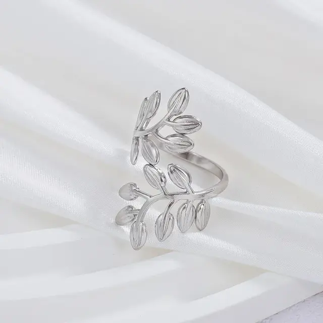 Verstelbare Stainless Steel Ring Blad – Goud & Zilver