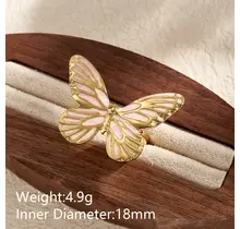 Verstelbare Stainless Steel Vlinder Ring – Goud