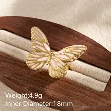 Verstelbare Stainless Steel Vlinder Ring – Goud