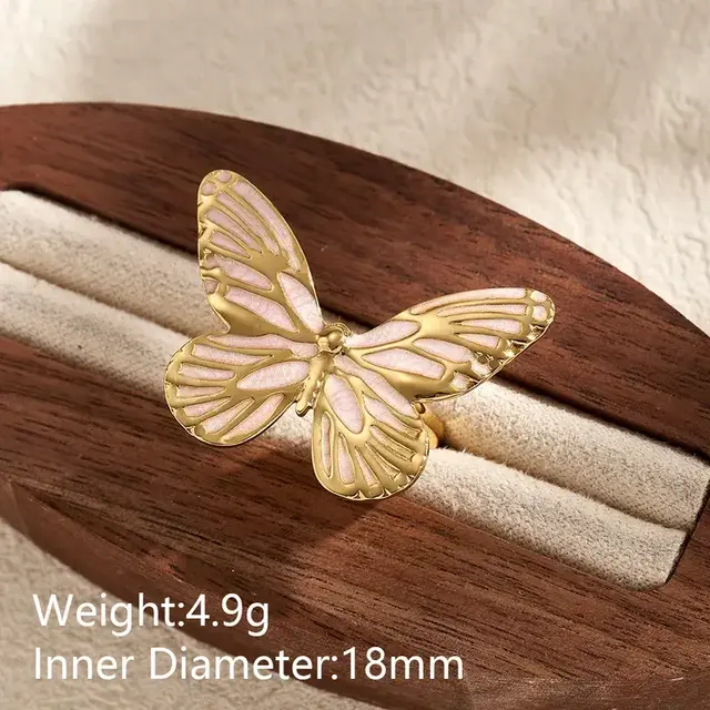 Verstelbare Stainless Steel Vlinder Ring – Goud