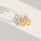 Verstelbare Stainless Steel Bloem Ring – Goud & Zilver