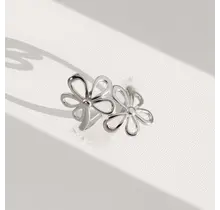 Verstelbare Stainless Steel Bloem Ring – Goud & Zilver