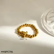 Elastische Stainless Steel Ring Schildpad – Goud, Two Tone of Parel