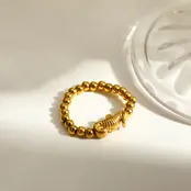 Elastische Stainless Steel Ring Zeepaardje – Goud, Two Tone of Parel