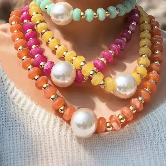 Color Pop Kralenketting met Parel – Stainless Steel Sluiting