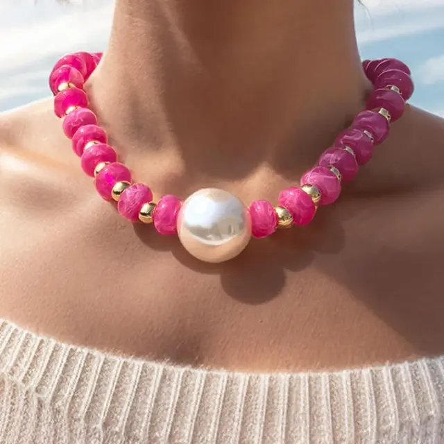 Color Pop Kralenketting met Parel – Stainless Steel Sluiting