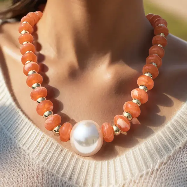 Color Pop Kralenketting met Parel – Stainless Steel Sluiting