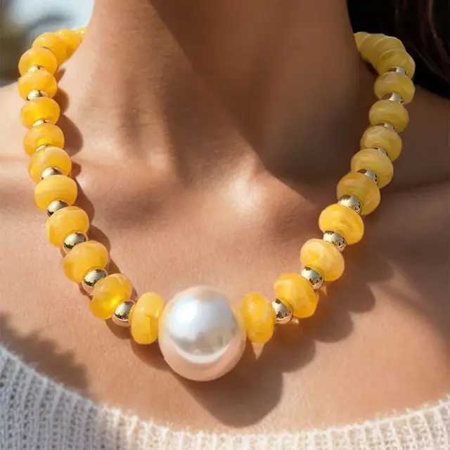 Color Pop Kralenketting met Parel – Stainless Steel Sluiting