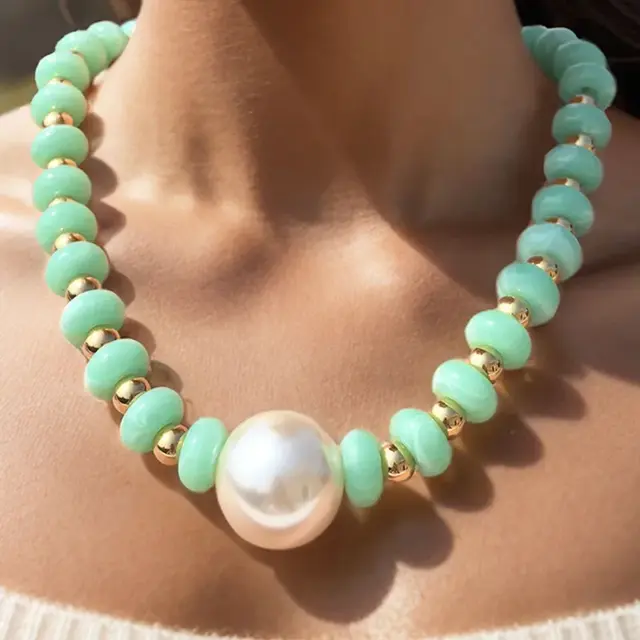 Color Pop Kralenketting met Parel – Stainless Steel Sluiting