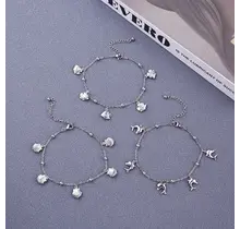 Beach Vibes Enkelbandje – Stainless Steel Vis, Schelp of Dolfijn