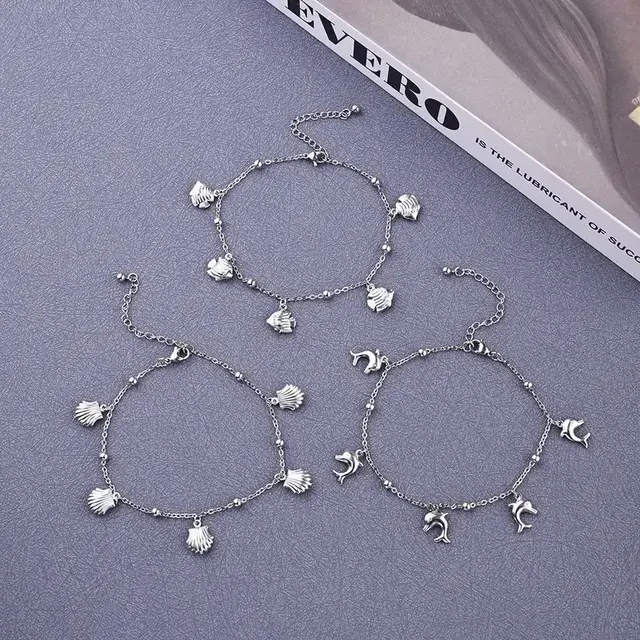 Beach Vibes Enkelbandje – Stainless Steel Vis, Schelp of Dolfijn