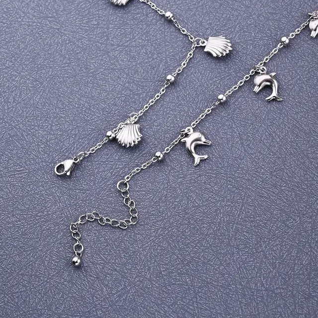 Beach Vibes Enkelbandje – Stainless Steel Vis, Schelp of Dolfijn