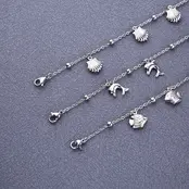 Beach Vibes Enkelbandje – Stainless Steel Vis, Schelp of Dolfijn