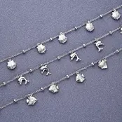 Beach Vibes Enkelbandje – Stainless Steel Vis, Schelp of Dolfijn