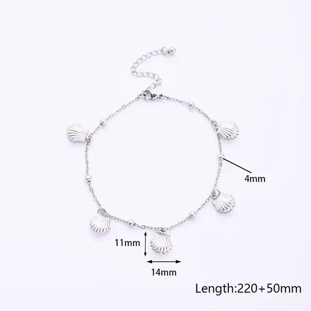 Beach Vibes Enkelbandje – Stainless Steel Vis, Schelp of Dolfijn