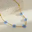 Goodies Stainless Steel Ketting Bloemetjes Blauw 40+5 cm