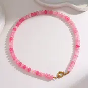 Stainless Steel Kralenketting Lichtroze met Kapittelslot 40 cm