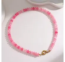 Stainless Steel Kralenketting Lichtroze met Kapittelslot 40 cm