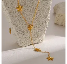 Stainless Steel Ketting Zeester Y-Ketting Goudkleurig 39+5 cm