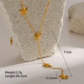 Stainless Steel Ketting Zeester Y-Ketting Goudkleurig 39+5 cm