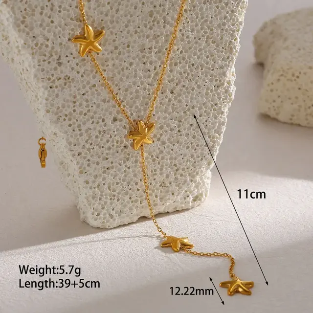 Stainless Steel Ketting Zeester Y-Ketting Goudkleurig 39+5 cm