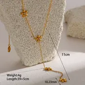 Stainless Steel Ketting Bloemetjes Y-Ketting Goudkleurig 39+5 cm