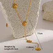 Stainless Steel Ketting Bloem Y-Ketting Goudkleurig 39+5 cm