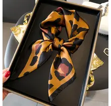 Vierkante Zijden Sjaal 70x70 cm Leopard Bruin/Camel