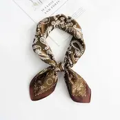 Vierkante Zijden Sjaal 70x70 cm Bruin Paisley Print