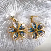 Stainless Steel Bloem Oorbellen met Zirkonia – Keuze uit Blauw of Bruin