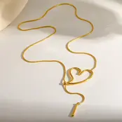 Stainless Steel Hart Ketting 66 cm Goudkleurig Statement Design