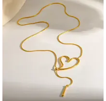 Stainless Steel Hart Ketting 66 cm Goudkleurig Statement Design