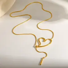 Stainless Steel Hart Ketting 66 cm Goudkleurig Statement Design