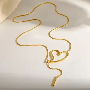 Stainless Steel Hart Ketting 66 cm Goudkleurig Statement Design