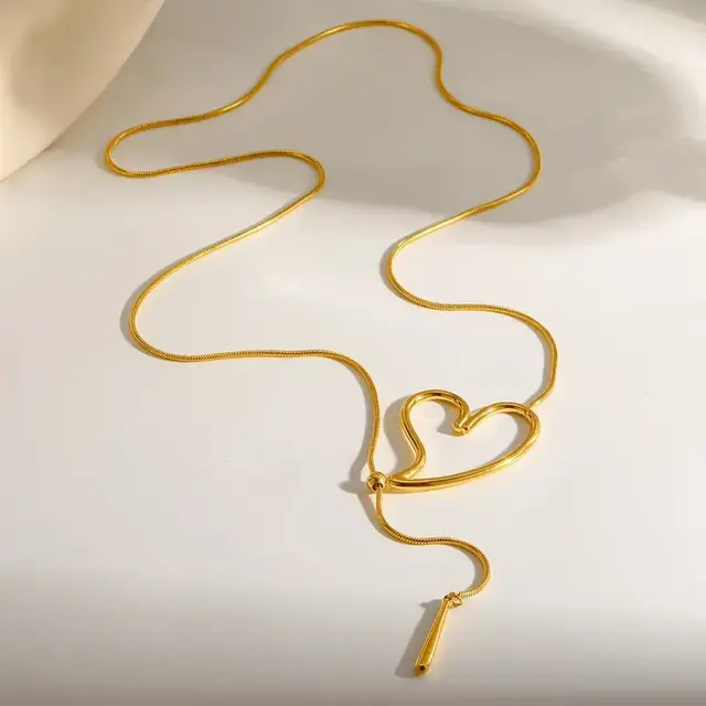 Stainless Steel Hart Ketting 66 cm Goudkleurig Statement Design