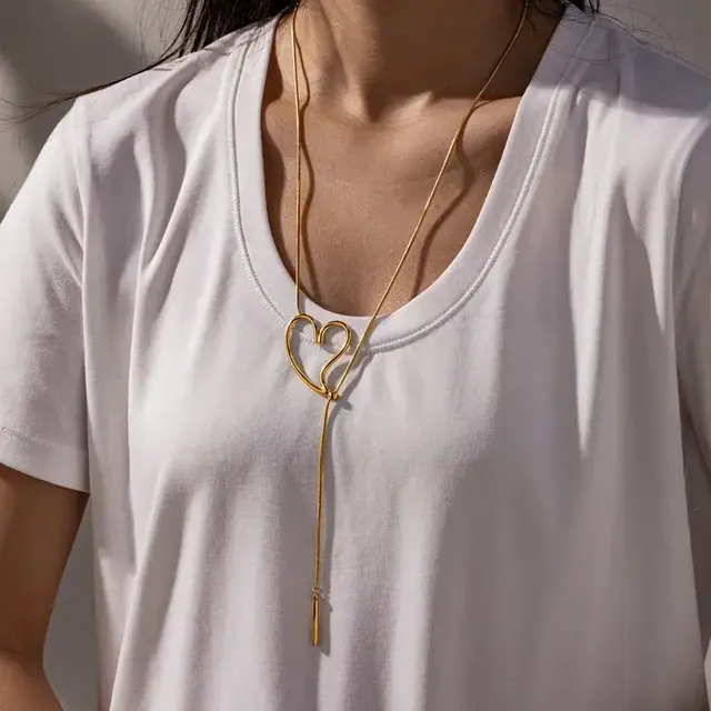 Stainless Steel Hart Ketting 66 cm Goudkleurig Statement Design