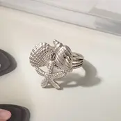 Stainless Steel Verstelbare Ring Schelp & Zeester Goud of Zilver