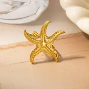 Stainless Steel Verstelbare Zeester Ring Goud of Zilver Statement