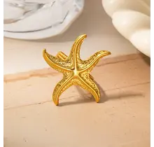 Stainless Steel Verstelbare Zeester Ring Goud of Zilver Statement