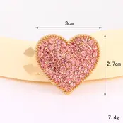 Gouden Hart Button Cover met Roze Crystal – Trendy Blouse Accessoire