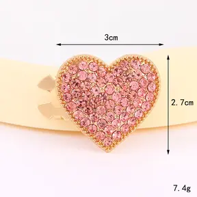 Gouden Hart Button Cover met Roze Crystal – Trendy Blouse Accessoire