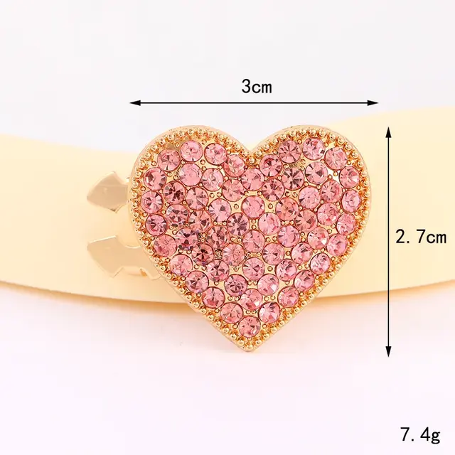Gouden Hart Button Cover met Roze Crystal – Trendy Blouse Accessoire