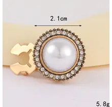 Ronde Parel Button Cover met Strass – Minimal Chic
