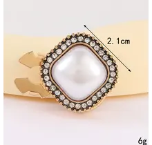 Vierkante Parel Button Cover met Strass – Vintage Trend