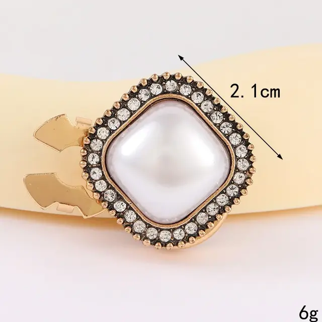 Vierkante Parel Button Cover met Strass – Vintage Trend