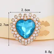 Blauw Hart Button Cover met Parels en Strass – Statement Accessoire