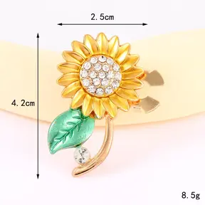 Zonnebloem Button Cover met Strass – Trendy Eyecatcher